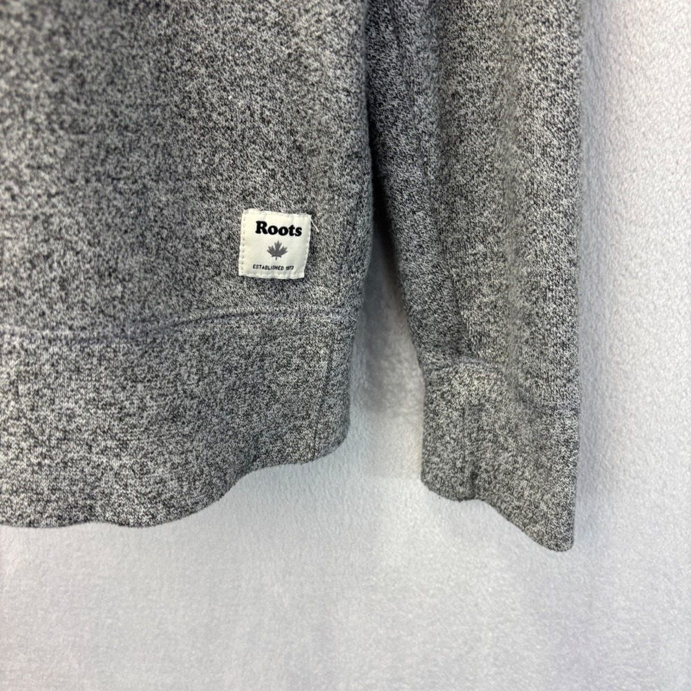 Roots 1/4 Zip Sweatshirt Womens Medium Gray Heathered Beaver Maple Leaf Casual - Picture 9 of 12